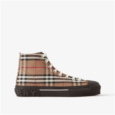 leather and suede high top sneakers burberry|check cotton high top sneakers.